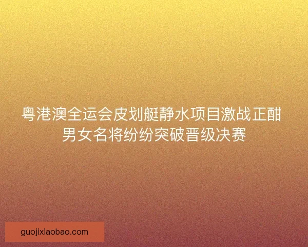 粤港澳全运会皮划艇静水项目激战正酣 男女名将纷纷突破晋级决赛