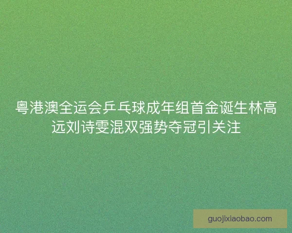 粤港澳全运会乒乓球成年组首金诞生林高远刘诗雯混双强势夺冠引关注